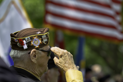 Veteran Salutes the US Flag